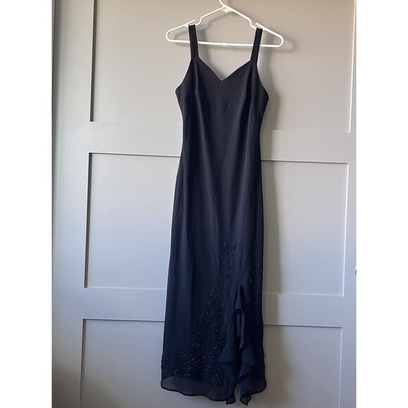 R&M Richards Dress Womens 6P Petite Black Beaded Evening Gown Formal Maxi USA - Picture 1 of 13